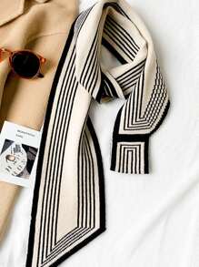 Pañuelo con estampado de rayas - Blanco y Negro - Ver 4