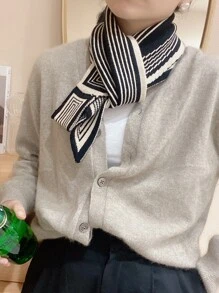 Pañuelo con estampado de rayas - Blanco y Negro - Ver 6