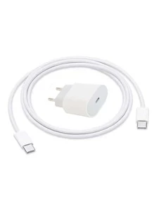 1 pieza cargador rápido cabeza & 1 pieza Cable de dato type C - Blanco - Ver 1