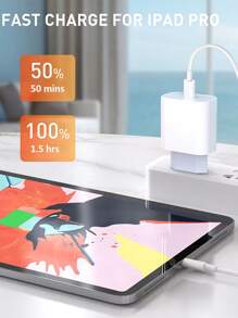 1 pieza cargador rápido cabeza & 1 pieza Cable de dato type C - Blanco - Ver 3