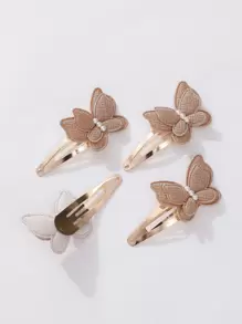 4入組小女童蝴蝶和人造珍珠裝飾髮夾 - 彩色 - 查看 3