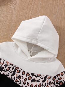 Bộ thời trang bé gái Sọc bên Khối Màu In hoa Báo Giải trí - Đen và trắng - Xem 3