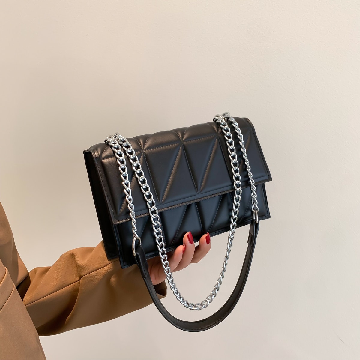 Sac Ã€ BandouliÃ¨re MatelassÃ© Ã€ La Mode, Sac Ã€ Rabat Tendance En Pu, Sac Ã€ Main DÃ©contractÃ© Pour Femme Et Sac Ã€ Main Vegan MatelassÃ© CarrÃ©