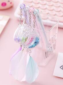 2入組羽毛圖案和月亮墜飾隨機中性筆 - 彩色 - 查看 3