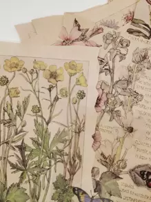 25入組花卉圖案材料紙 - 彩色 - 查看 4