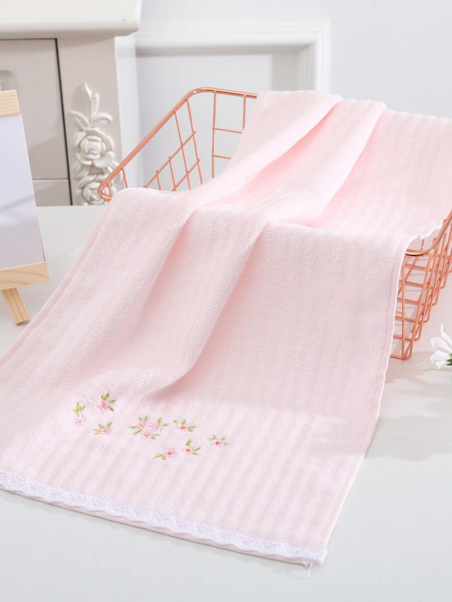 YUNTAO Toalla de mano con bordado floral - Rosa - Ver 1