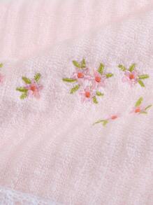 YUNTAO Toalla de mano con bordado floral - Rosa - Ver 3
