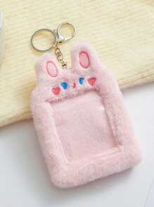 1pc Cartoon Embroidered Fuzzy Office Card Case - Pink - View 1