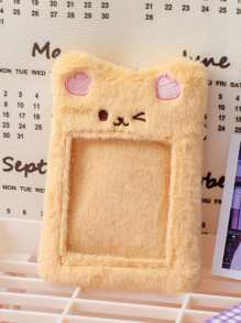 Kawaii Plush Photocard Holder Rabbit Bear Cat Photo Card Holder Girl Cute Keychain ID Credit Bank Protector Stationery - Brown - View 2