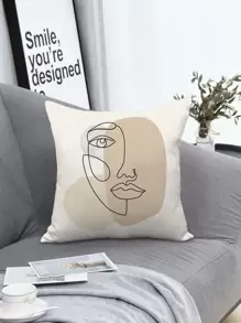 Abstract Figure Graphic Cushion Cover, Modern Polyester Throw Pillow Case For Home, Pillow Insert Not Include - Multicolor - View 1