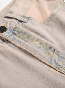 Hombres Jeans desgarro con bordado con fleco - Lavado ligero - Ver 4