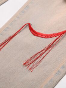 Hombres Jeans desgarro con bordado con fleco - Lavado ligero - Ver 7