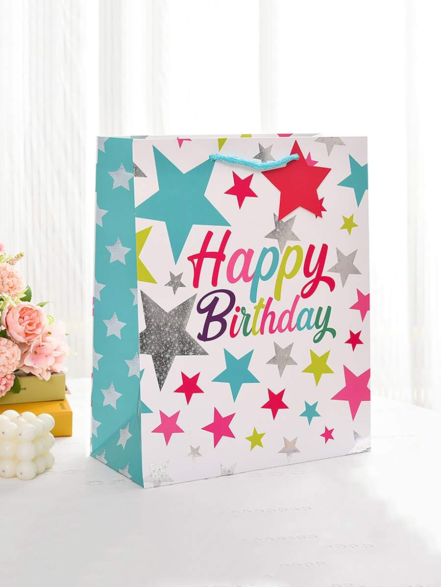1pc Star & Slogan Graphic Gift Bag | SHEIN USA
