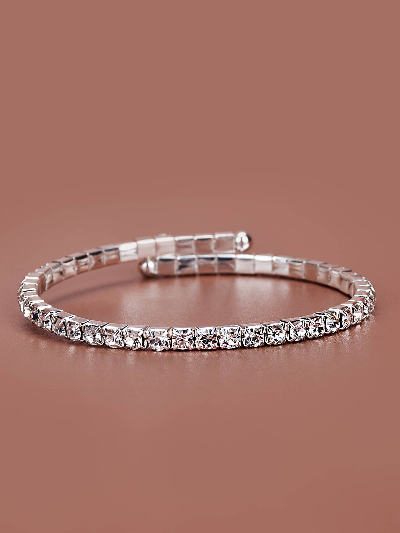 Pulsera abierta zirconia cúbica - Plateado - Ver 1