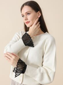 Hollow Out Lace Fake Cuffs - Black - View 4