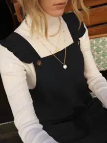 SHEIN Frenchy Đầm Xù màu trơn Giải trí - màu đen - Xem 4