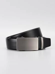 男士荔枝紋自動扣皮帶，適用於工作 - 黑色 - 查看 3