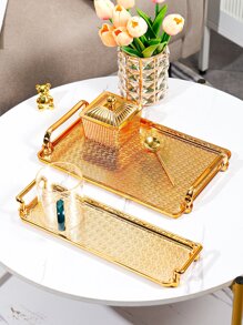 1pc Scroll Pattern Tray - Gold - View 1