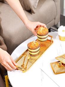 1pc Scroll Pattern Tray - Gold - View 3