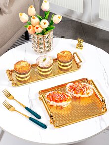 1pc Scroll Pattern Tray - Gold - View 4