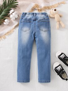 Toddler Boys Washed Ripped Jeans - Medium Wash - View 2