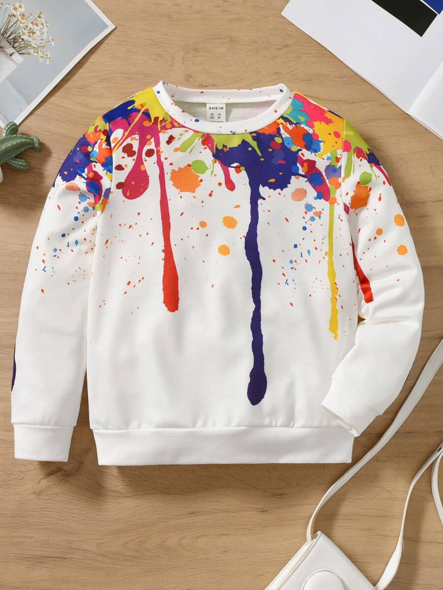 Niñas Sudadera con estampado de tinte de salpicadura