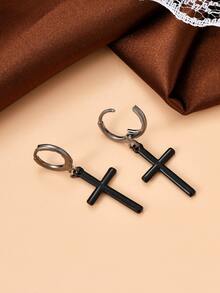 交叉耳墜 - 黑色 - 查看 4