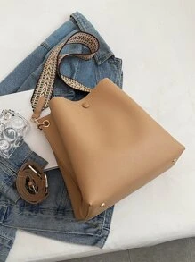 CONTAINEVERY Litchi Embossed Square Bag - Khaki - View 2