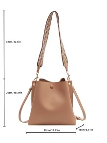 CONTAINEVERY Litchi Embossed Square Bag - Khaki - View 3