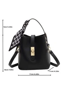 CONTAINEVERY 迷你絲巾裝飾水桶包 - 黑色 - 查看 3