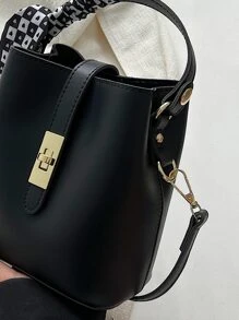 CONTAINEVERY 迷你絲巾裝飾水桶包 - 黑色 - 查看 5