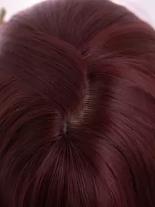 1pc 28-inch Long Synthetic Heat-resistant Fiber Red Curly Wig, Suitable For Daily Wear, Natural And Realistic Looking Hairpiece - Burgundy - View 6