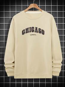 Manfinity Men 1pc Letter Graphic Round Neck Pullover
