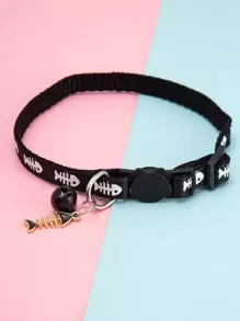 Vòng cổ thú cưng hình xương cá, Vòng cổ mèo trang trí có khóa - Đen và trắng - Xem 1