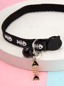 Vòng cổ thú cưng hình xương cá, Vòng cổ mèo trang trí có khóa - Đen và trắng - Xem 2