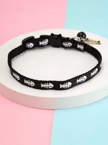 Vòng cổ thú cưng hình xương cá, Vòng cổ mèo trang trí có khóa - Đen và trắng - Xem 4