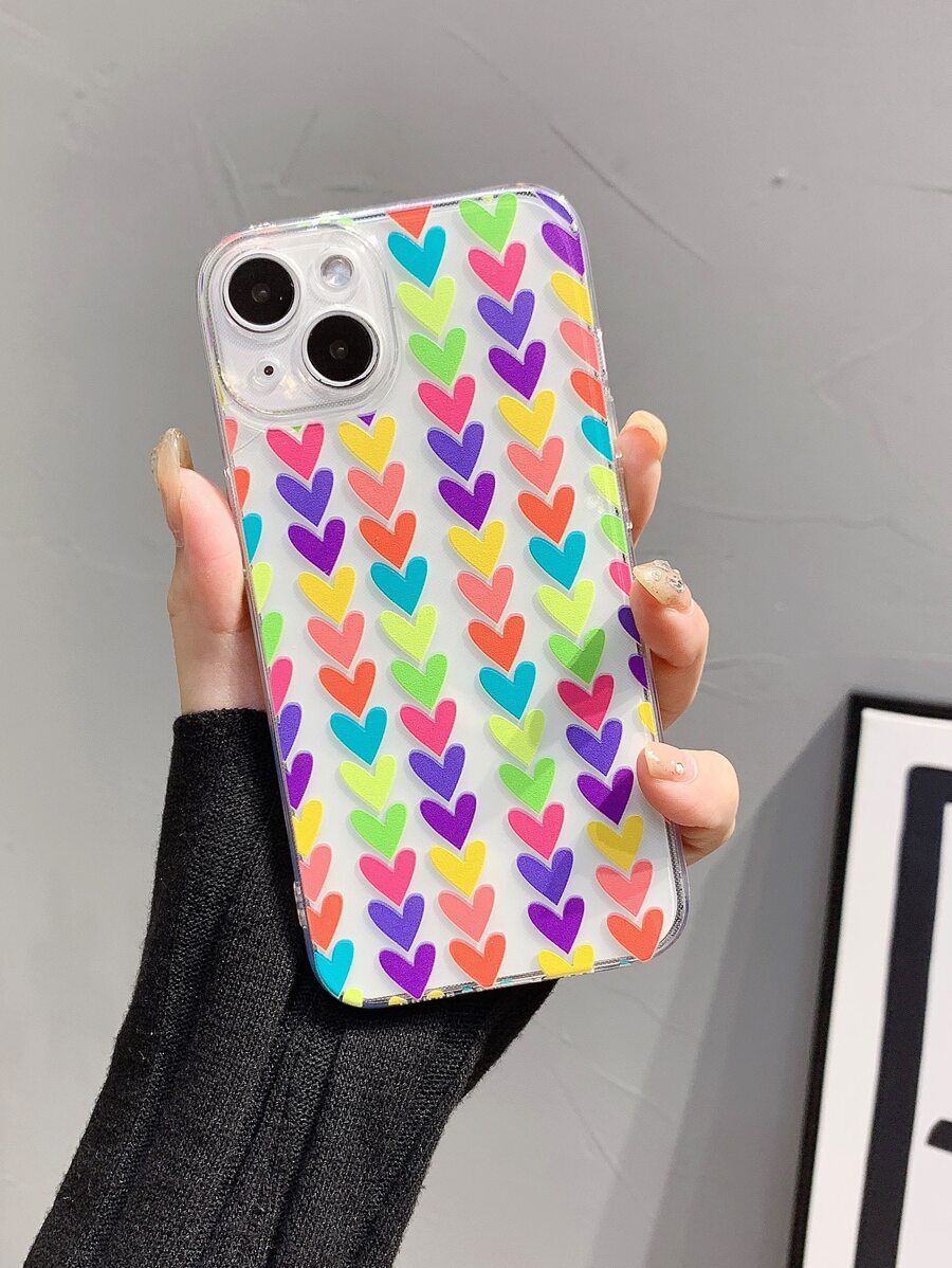 愛心圖案透明手機殼 - 彩色 - 查看 1