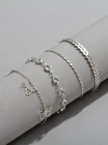 cái Chuỗi quyến rũ bướm Trang sức vòng chân bằng đồng - Bạc - Xem 2