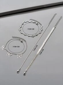 cái Chuỗi quyến rũ bướm Trang sức vòng chân bằng đồng - Bạc - Xem 3