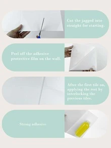 1入組格子設計廚房貼紙 - 白色 - 查看 4