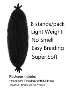 Marley Twist 黑色编织发，1/6 包 8-36 英寸卷发接发，弹性非洲 Twist 黑色接发，Kinky Twist 预蓬松弹簧 Twist 合成接发（自然黑） - 黑色 - 查看 7