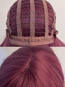 Natural Curly Wig With Bangs - Purple - View 6