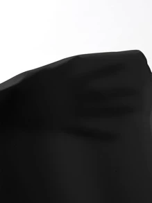 SHEIN Frenchy Frilled Neck Tie Back Peplum Halter Top Chic Black Summer Casual Black - Black - View 6