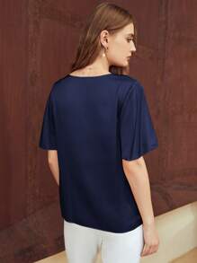 MOTF PREMIUM RELAXED FIT BUTTERFLY SLEEVE TOP - Navy Blue - View 2