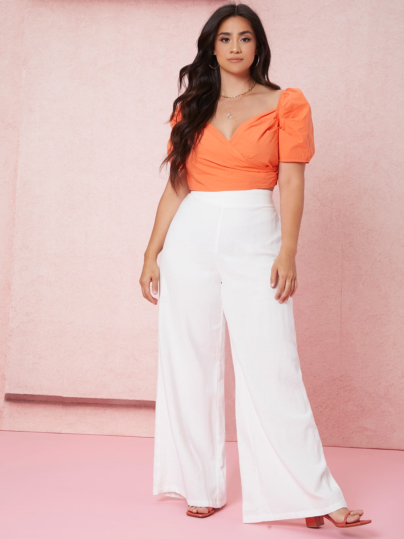 SHEIN Essnce Simples elegante Calças plus size SHEIN Brasil