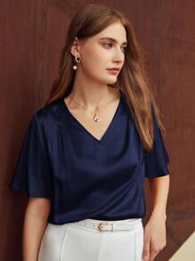 MOTF PREMIUM RELAXED FIT BUTTERFLY SLEEVE TOP - Navy Blue - View 4