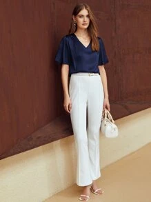 MOTF PREMIUM RELAXED FIT BUTTERFLY SLEEVE TOP - Navy Blue - View 6