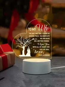 1pc 6 Led Slogan Graphic Heart Design Decoration Light - Yellow - View 1