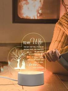 1pc 6 Led Slogan Graphic Heart Design Decoration Light - Yellow - View 2