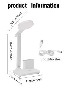 1 pieza Luz escritorio moderno ajustable LED escritorio con almacenamiento compartimiento para doméstico - Blanco - Ver 4